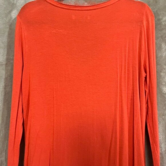 Abercrombie & Fitch Essentials Womens Long Sleeve V-Neck Top Tunic Orange Flowy - Picture 10 of 14